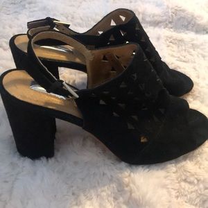Halogen Black Suede Block Heels